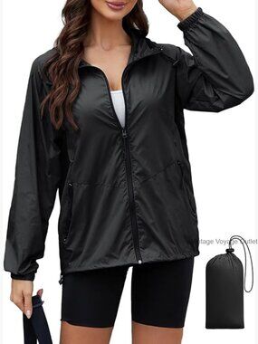 Lightweight Waterproof Rain Jacket Women Packable Windbreaker Hooded Travel Coat